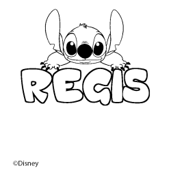Coloriage pr&eacute;nom REGIS - d&eacute;cor Stitch