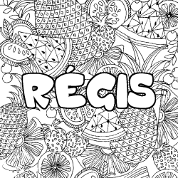 Coloriage pr&eacute;nom R&Eacute;GIS - d&eacute;cor Mandala fruits