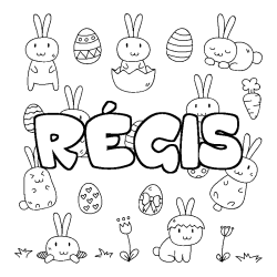 Coloriage pr&eacute;nom R&Eacute;GIS - d&eacute;cor Paques