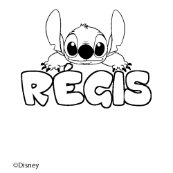 Coloriage pr&eacute;nom R&Eacute;GIS - d&eacute;cor Stitch