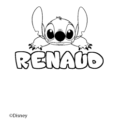 Coloriage pr&eacute;nom RENAUD - d&eacute;cor Stitch