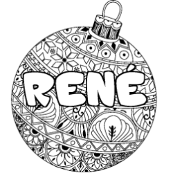Coloriage prénom RENÉ - décor Boule de Noël