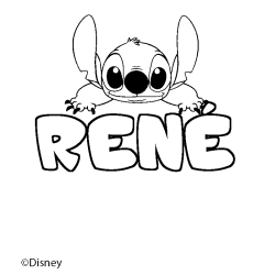 Coloriage pr&eacute;nom REN&Eacute; - d&eacute;cor Stitch