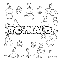 Coloriage pr&eacute;nom REYNALD - d&eacute;cor Paques