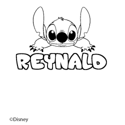 Coloriage pr&eacute;nom REYNALD - d&eacute;cor Stitch