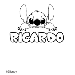 Coloriage pr&eacute;nom RICARDO - d&eacute;cor Stitch