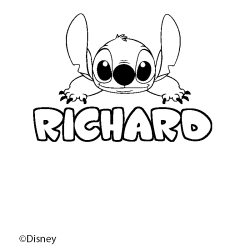 Coloriage pr&eacute;nom RICHARD - d&eacute;cor Stitch