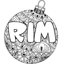 Coloriage pr&eacute;nom RIM - d&eacute;cor Boule de No&euml;l