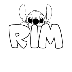 Coloriage prénom RIM - décor Stitch