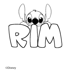 Coloriage pr&eacute;nom RIM - d&eacute;cor Stitch
