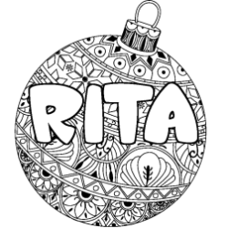 Coloriage pr&eacute;nom RITA - d&eacute;cor Boule de No&euml;l