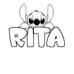 Coloriage prénom RITA - décor Stitch