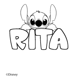 Coloriage pr&eacute;nom RITA - d&eacute;cor Stitch