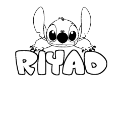 Coloriage prénom RIYAD - décor Stitch