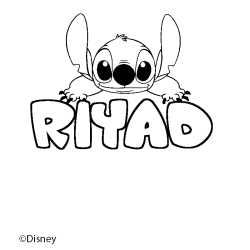 Coloriage pr&eacute;nom RIYAD - d&eacute;cor Stitch