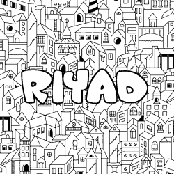 Coloriage prénom RIYAD - décor Ville
