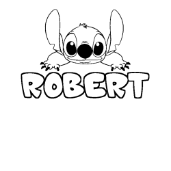 Coloriage prénom ROBERT - décor Stitch