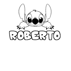 Coloriage prénom ROBERTO - décor Stitch