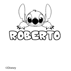 Coloriage pr&eacute;nom ROBERTO - d&eacute;cor Stitch