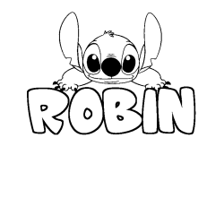 Coloriage prénom ROBIN - décor Stitch