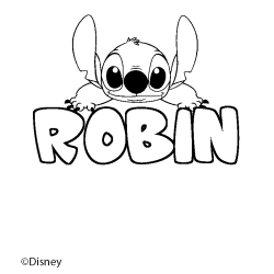 Coloriage pr&eacute;nom ROBIN - d&eacute;cor Stitch