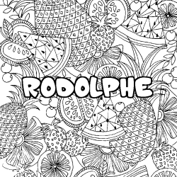 Coloriage prénom RODOLPHE - décor Mandala fruits