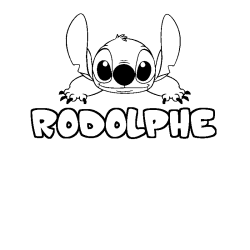 Coloriage prénom RODOLPHE - décor Stitch