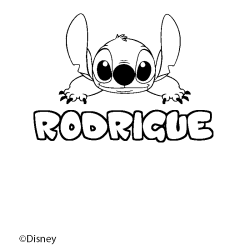 Coloriage pr&eacute;nom RODRIGUE - d&eacute;cor Stitch