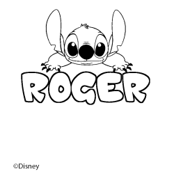 Coloriage pr&eacute;nom ROGER - d&eacute;cor Stitch