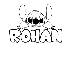 Coloriage prénom ROHAN - décor Stitch
