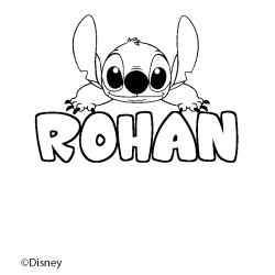 Coloriage pr&eacute;nom ROHAN - d&eacute;cor Stitch