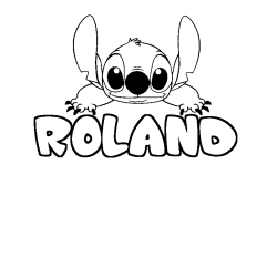 Coloriage prénom ROLAND - décor Stitch
