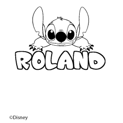 Coloriage pr&eacute;nom ROLAND - d&eacute;cor Stitch