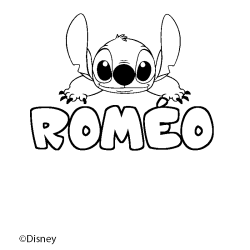 Coloriage pr&eacute;nom ROM&Eacute;O - d&eacute;cor Stitch