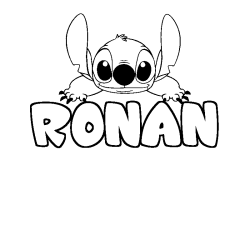 Coloriage prénom RONAN - décor Stitch