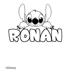Coloriage pr&eacute;nom RONAN - d&eacute;cor Stitch
