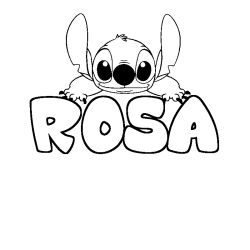 Coloriage prénom ROSA - décor Stitch