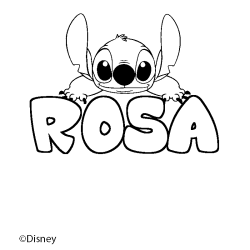 Coloriage pr&eacute;nom ROSA - d&eacute;cor Stitch