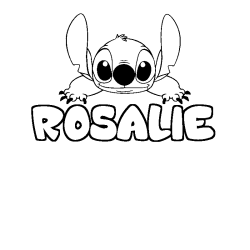 Coloriage prénom ROSALIE - décor Stitch