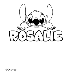 Coloriage pr&eacute;nom ROSALIE - d&eacute;cor Stitch
