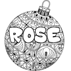 Coloriage ROSE - d&eacute;cor Boule de No&euml;l