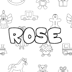 Coloriage ROSE - d&eacute;cor Jouets