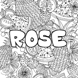 Coloriage ROSE - d&eacute;cor Mandala fruits