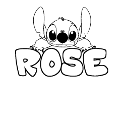 Coloriage prénom ROSE - décor Stitch