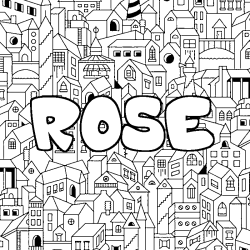 Coloriage prénom ROSE - décor Ville