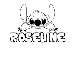 Coloriage prénom ROSELINE - décor Stitch
