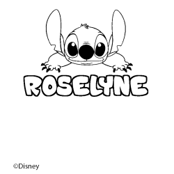 Coloriage pr&eacute;nom ROSELYNE - d&eacute;cor Stitch