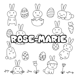 Coloriage prénom ROSE-MARIE - décor Paques