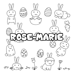 Coloriage pr&eacute;nom ROSE-MARIE - d&eacute;cor Paques