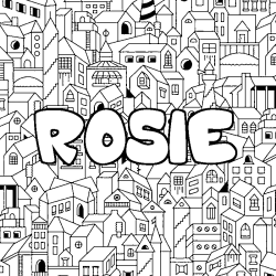 Coloriage prénom ROSIE - décor Ville